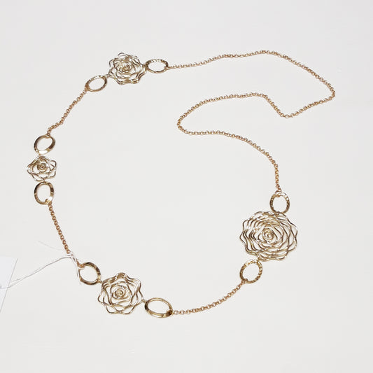 collana in ottone lunga con rose dalla cambogia Ida Onlus