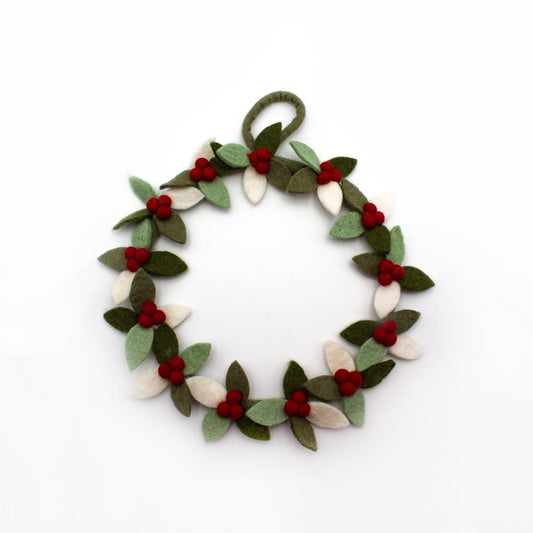 CORONA DI NATALE BACCHE DECOTATIVE  FELTRO EQUOSOLIDALE NEPAL | HUBAQNP0021811