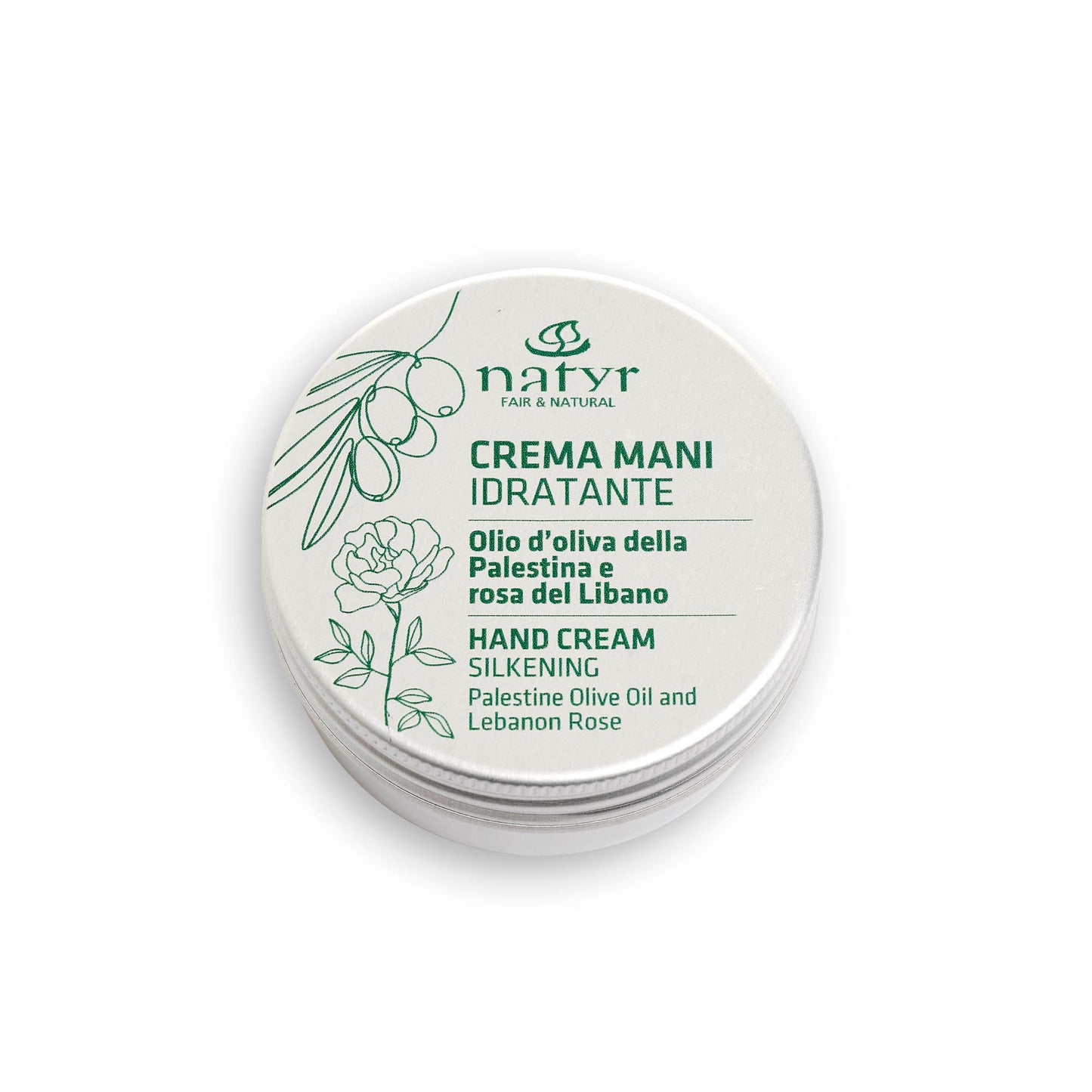 CREMA MANI IDRATANTE OLIO D'OLIVA DELLA PALESTINA E ROSA DEL LIBANO  | 50ml | COD 8050