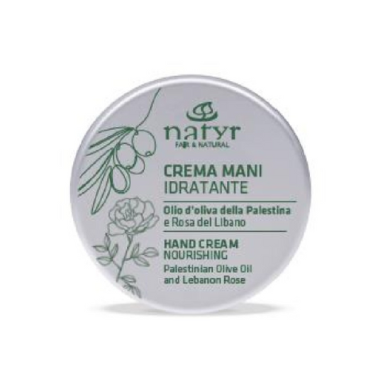 crema mani Natyr idratante olio d'oliva Palestina e Rosa Libano