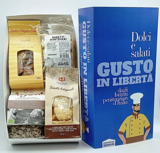 scatola gusto in libertà doc e salati da economie carcerarie regali solidali Natale equomercato