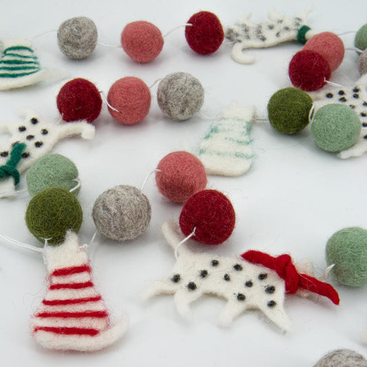 GHIRLANDA NATALIZIA GATTINI  FELTRO EQUOSOLIDALE NEPAL | HUBAQNP0021825