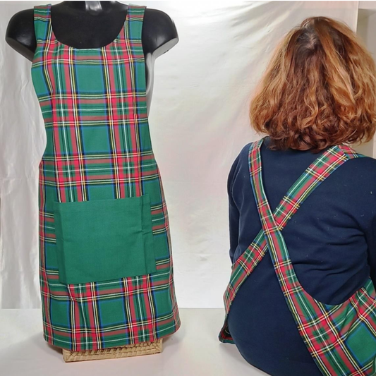 Grembiule cucina verde motivo scozzese produzione equosolidale Fair Gift
