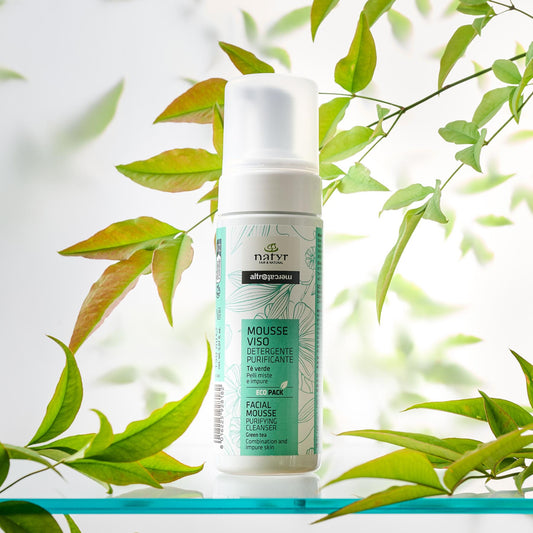 Mousse viso Natyr purificante pelli miste tè verde