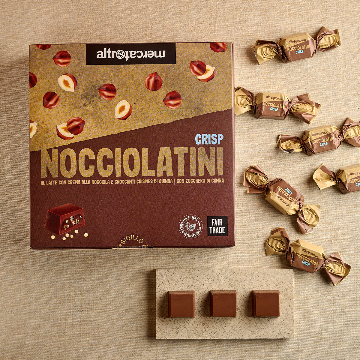 nocciolatini Crisp cioccolatini deliziosi per un regalo di Natale solidale