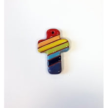 Carica l&#39;immagine nel visualizzatore di Gallery, croce con colori della pace decorazione sacchettini portaconfetti bomboniere equosolidali Equomercato
