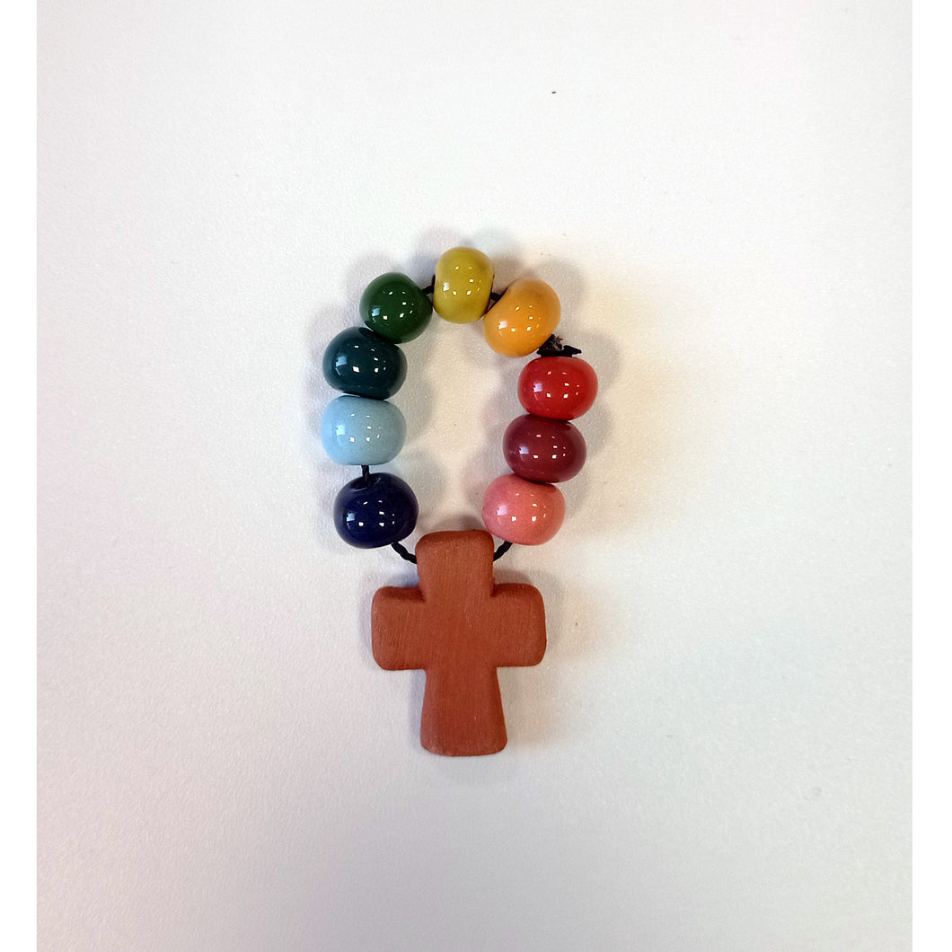 Decina di rosario in ceramica smaltata multicolor per decorazione sacchetti portaconfetti bomboniere equosolidali