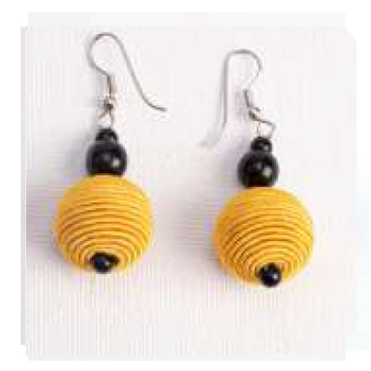 ORECCHINI MANDORLA, COTONE, VETRO, OTTONE, GIALLO | HUBM341140164704