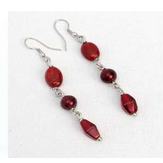 ORECCHINI GEMMA, OTTONE PLACCATO ARGENTO, VETRO, ROSSO | HUBM341133164009