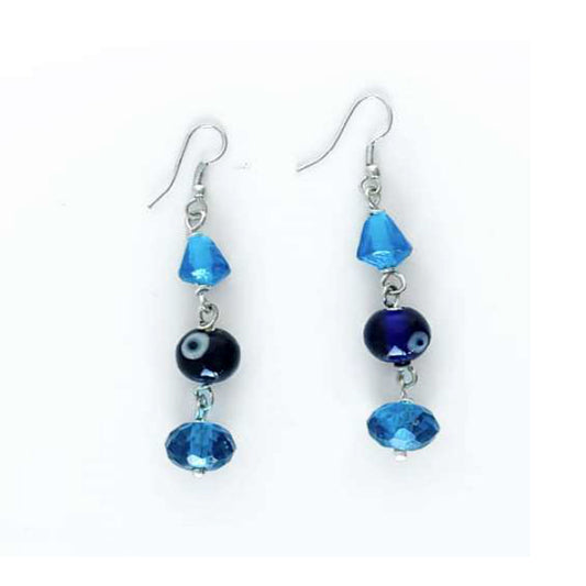 ORECCHINI GEMMA, OTTONE PLACCATO ARGENTO, VETRO, BLU | HUBM341133164202