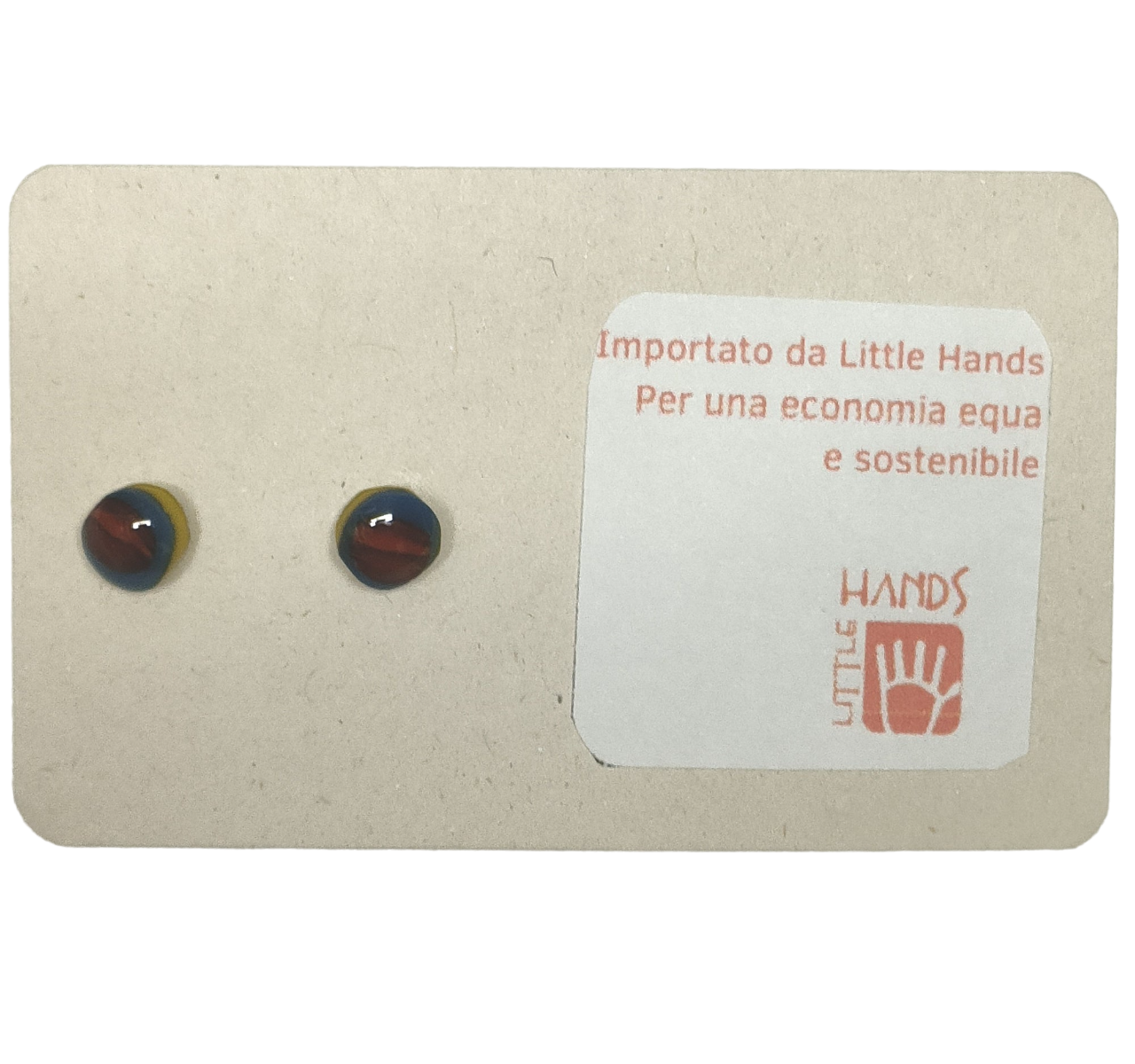orecchini in vetro riciclato color blu, gioielli solidali dalla Colombia