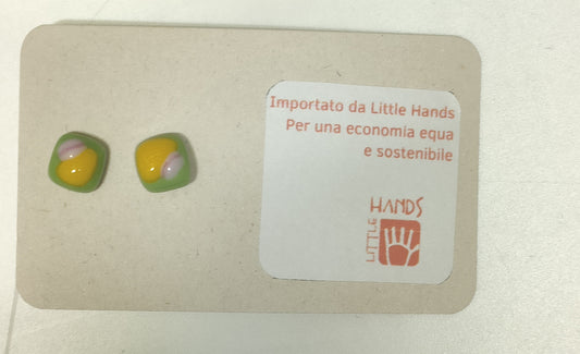 orecchini in vetro - bijoux solidale dalla Colombia colere giallo