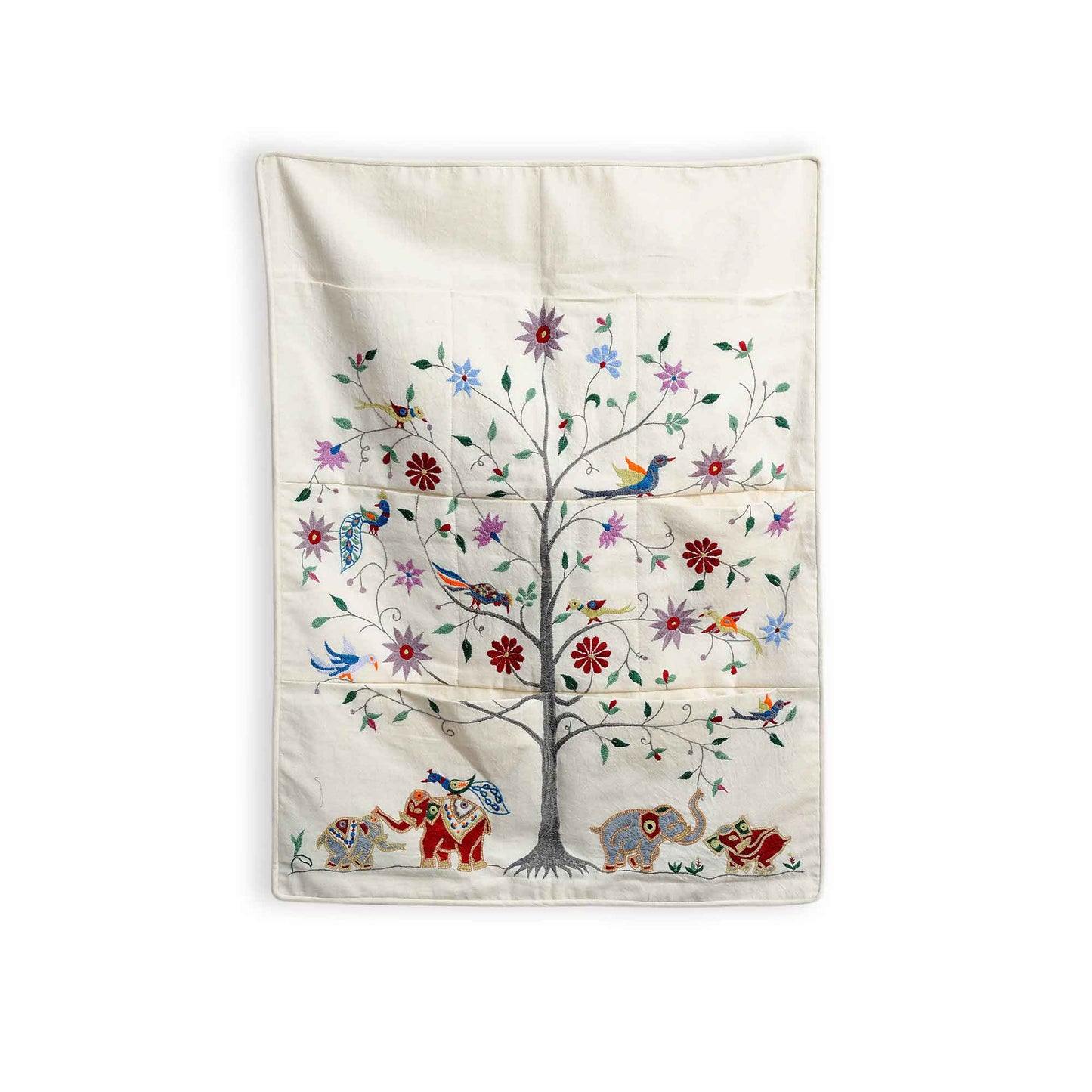 Arazzo con tasche Albero della Vita – pannello tessile artigianale equosolidale India