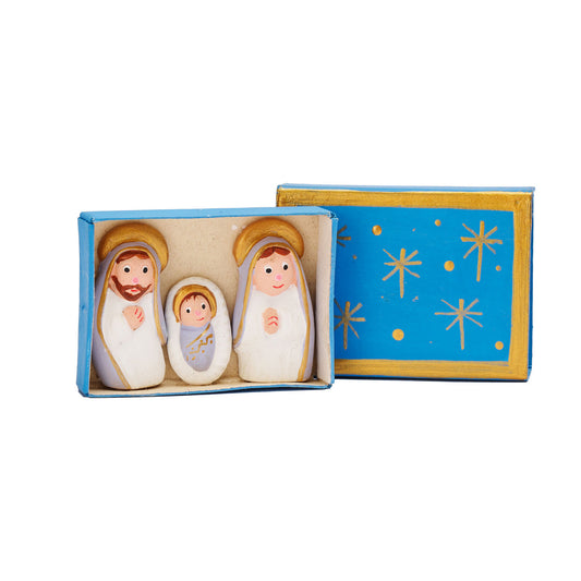 PRESEPE SCATOLINA BLU , CARTA E CERAMICA | COD 6522
