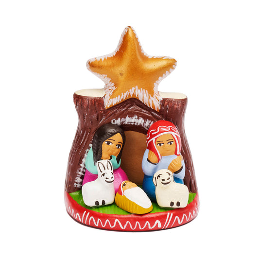Presepe Tra Tronchi in ceramica  fatto a mano in Perù – Manos Amigas – regalo solidale