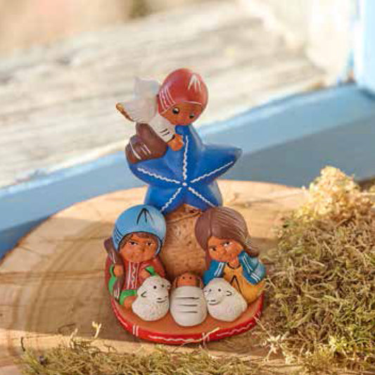 PRESEPE ANGELO SULLA STELLA BLU, IN CERAMICA ALTROMERCATO | COD 6499