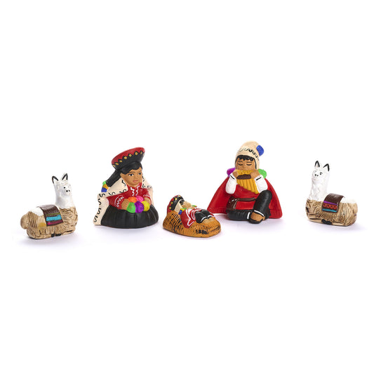 PRESEPE CUZQUENO 5 FIGURE IN CERAMICA | COD 7408