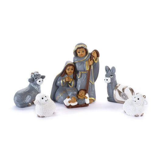 Presepe Gris Set in ceramica, 5 figure fatte a mano in Perù – Manos Amigas”