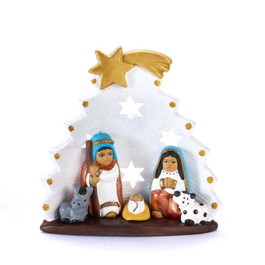 Presepe Abete Bianco in ceramica fatto a mano in Perù – Manos Amigas