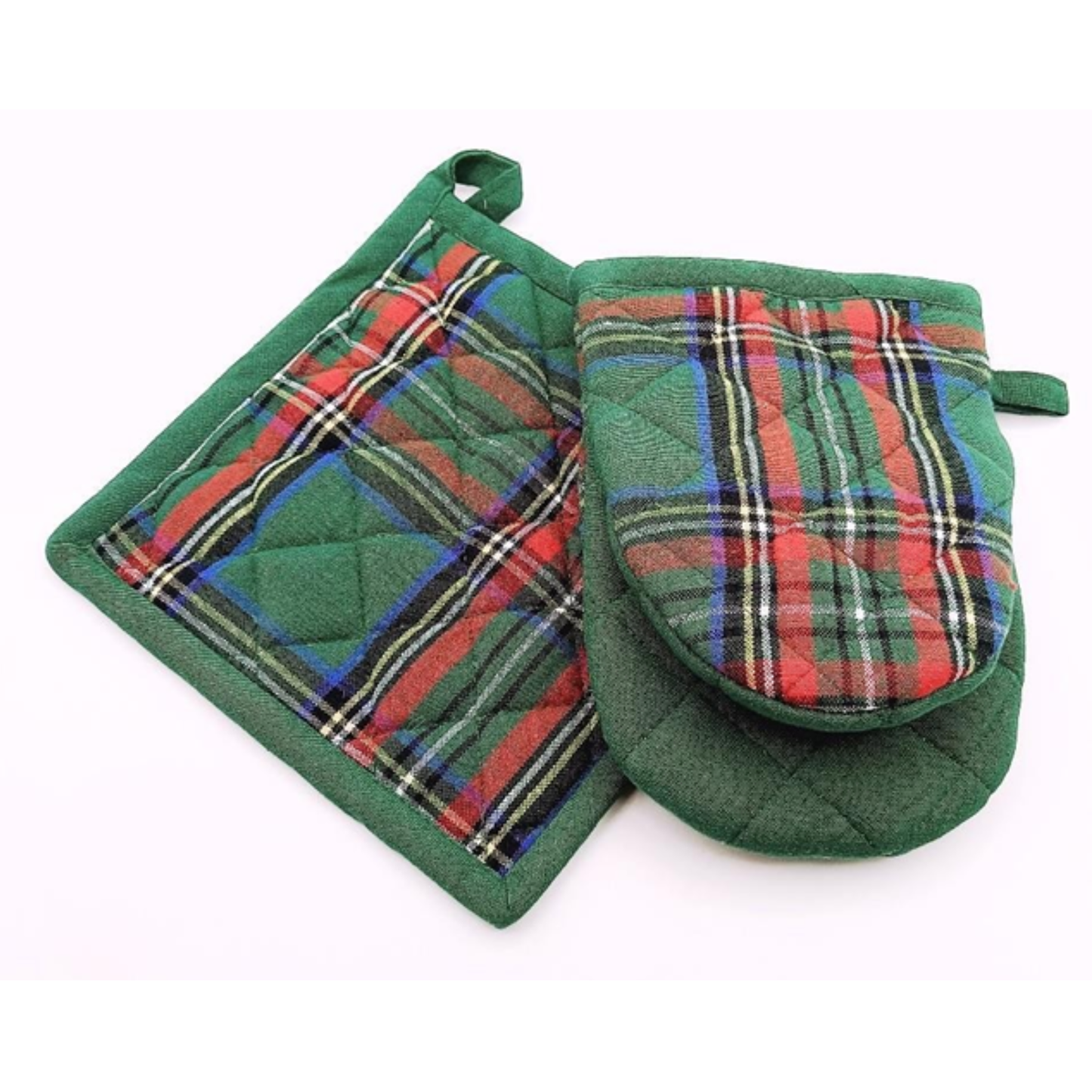 Presina 20x20 cm guanto 13,5x19 cm motivo scozzese verde cucina equosolidale