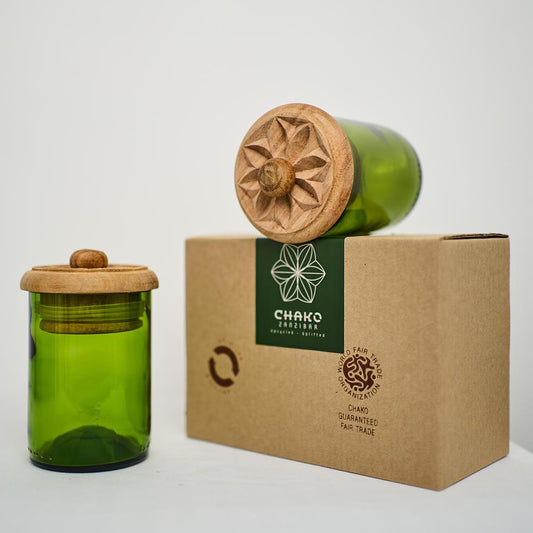 SET 2 BARATTOLI VETRO VERDE SCURO | COD HUBAQTZ0010800