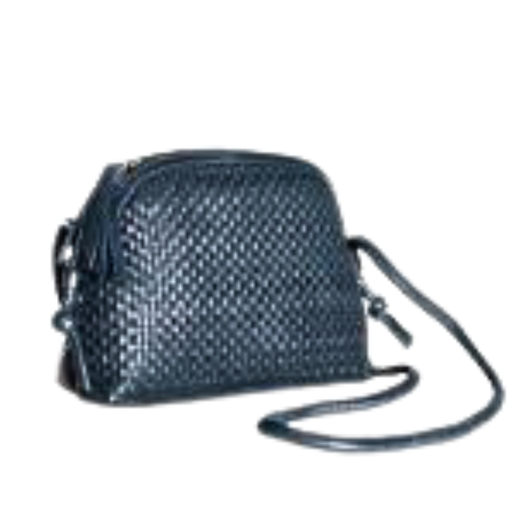 Borsa York pelle intrecciata blu | Collezione equosolidale OnEarth