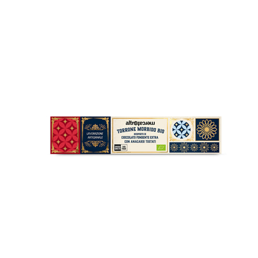 STECCA TORRONE MORBIDO RICOPERTO DI CIOCCOLATO FONDENTE  - BIO | COD  1064 | 90 g