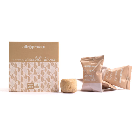 tartufi al cioccolato bianco idea regalo di Natale equosolidale