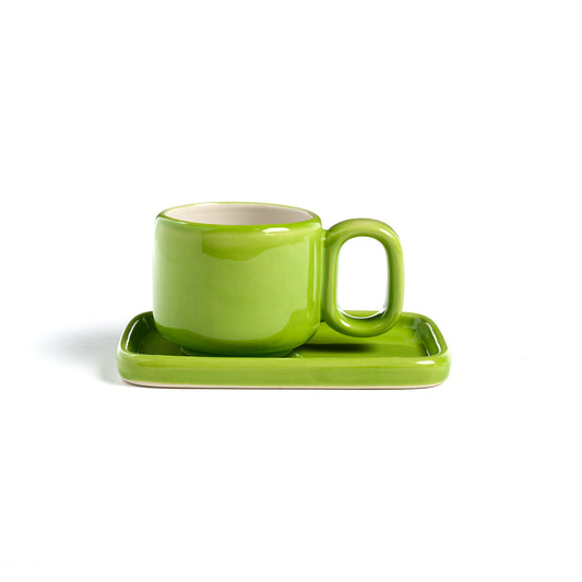 TAZZINA CAFFE MODERN VERDE C/PIATTINO IN CERAMICA  | COD: 6105