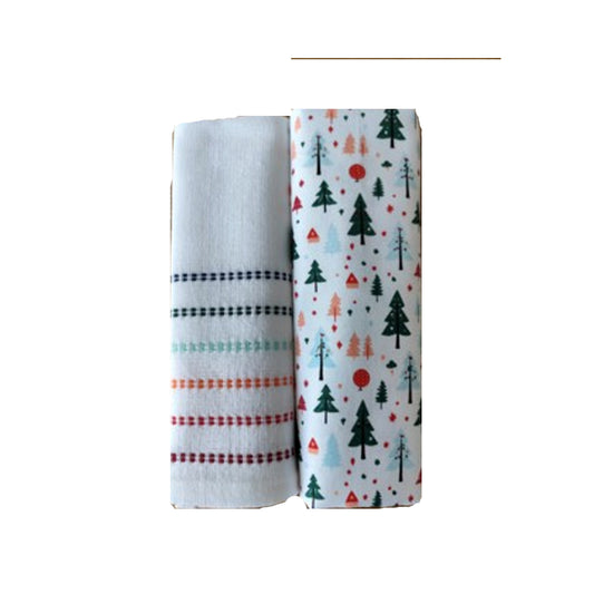 COPPIA ASCIIUGAPIATTI COTONE INVERNO STAMPA E RICAMO |  HUBEQ7383777