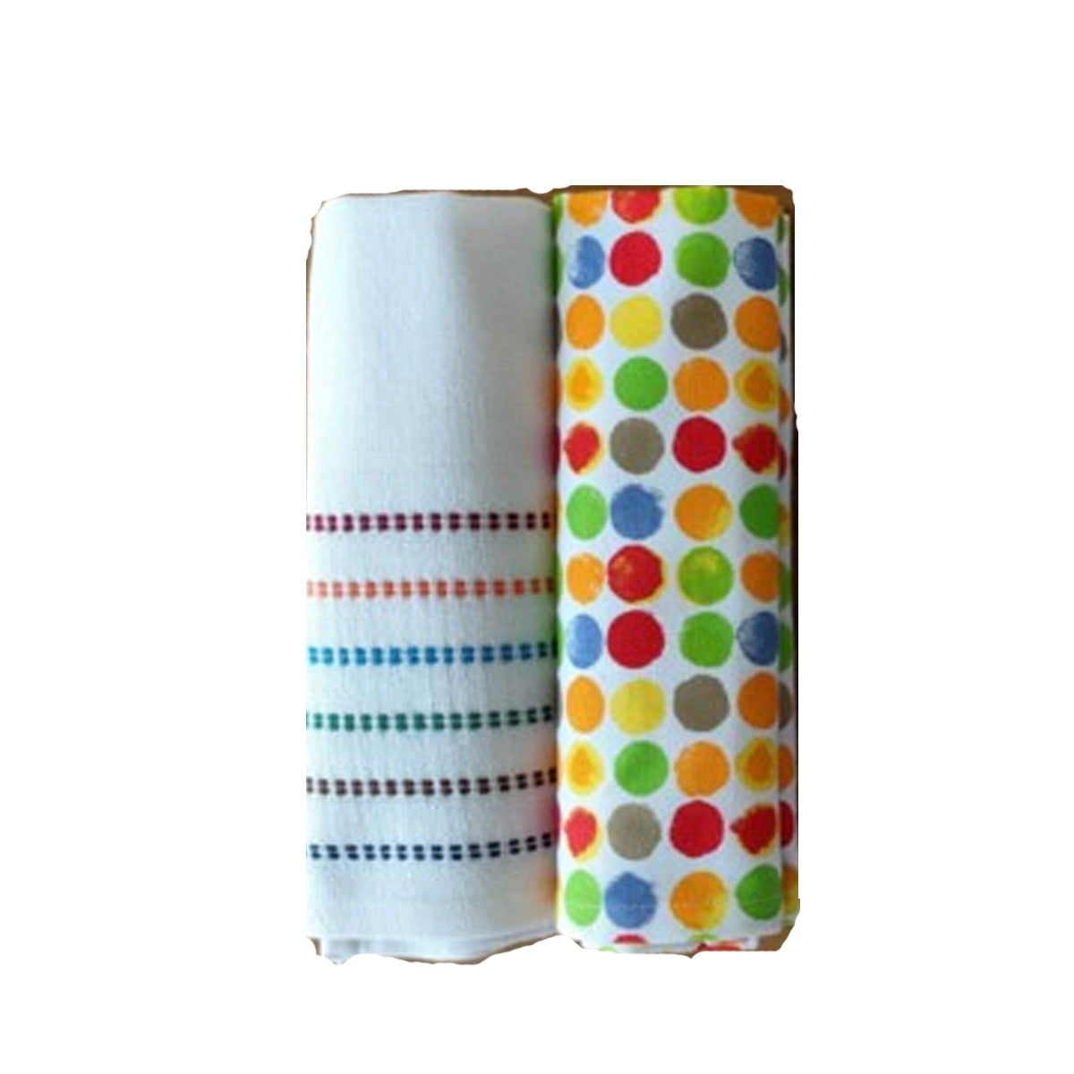 coppia di asciugapiatti cotone Fair Gift con fantasia pois e righe ricamate – set da due