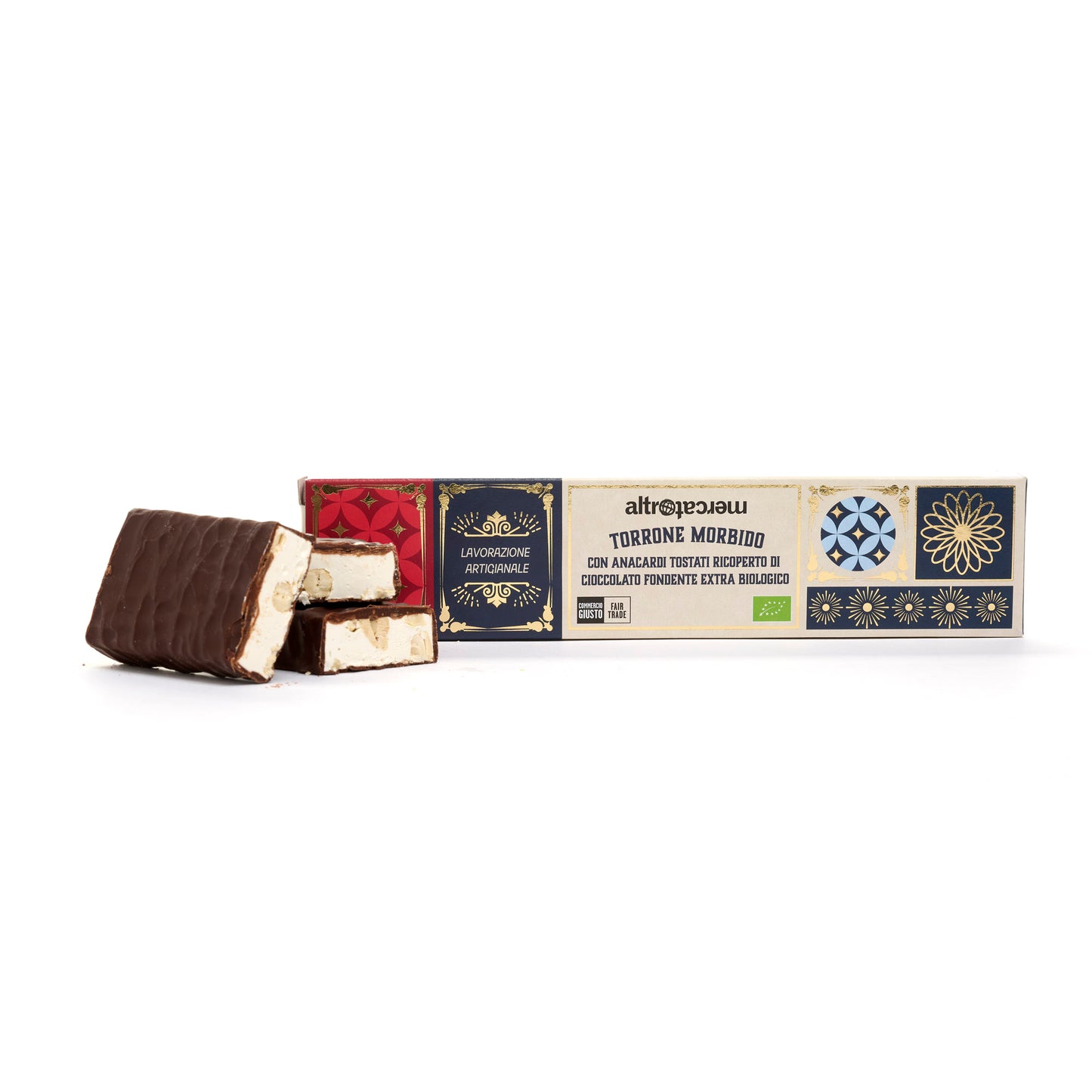 TORRONE MORBIDO RICOPERTO DI CIOCCOLATO FONDENTE  - BIO | COD  1064 | 90 g