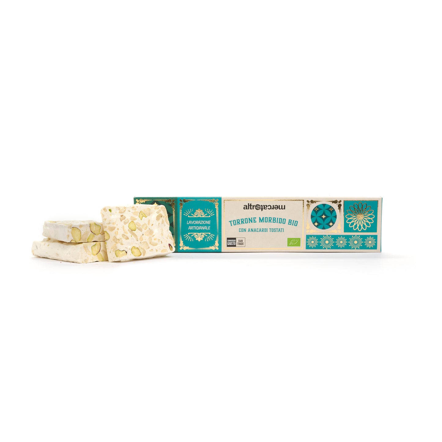 TORRONE MORBIDO CON ANACARDI E MIELE STECCA - BIO | COD  1063 | 90 g