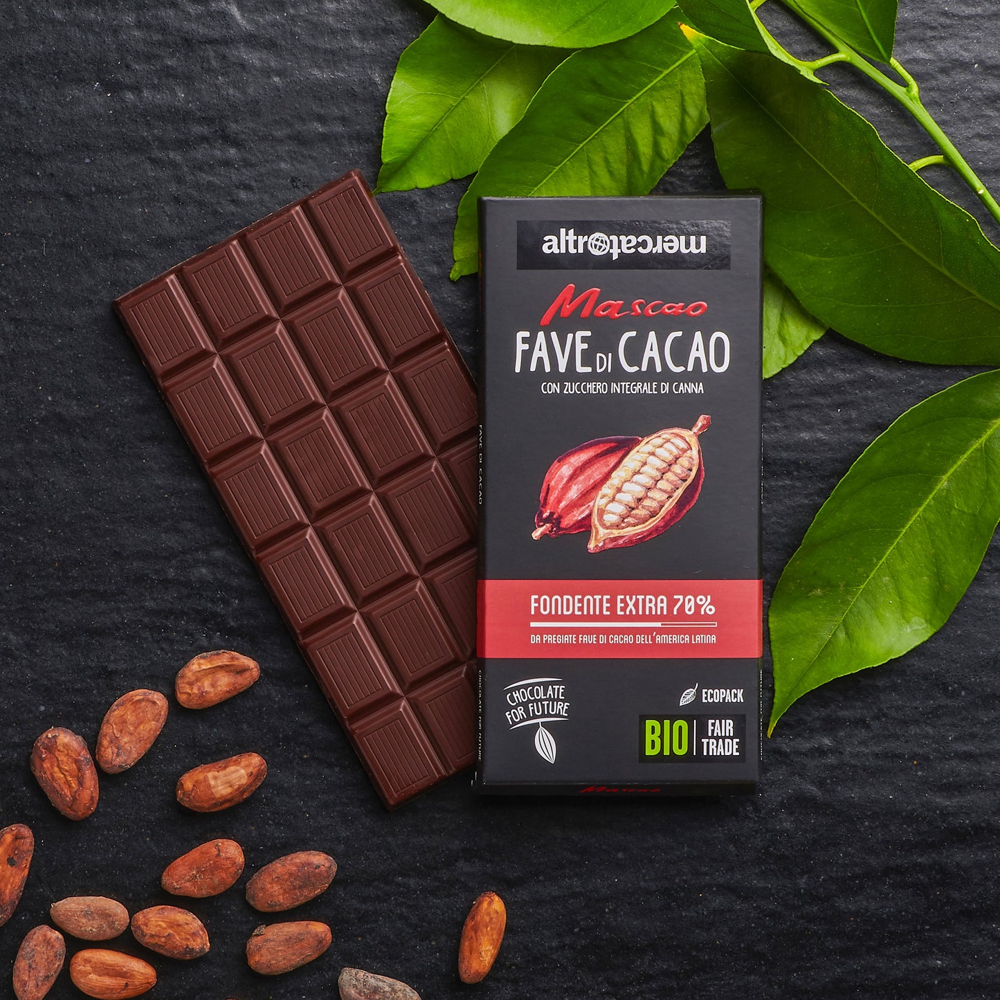 CIOCCOLATO MASCAO FONDENTE EXTRA FAVE DI CACAO - BIO | COD. 5408 | 80 g