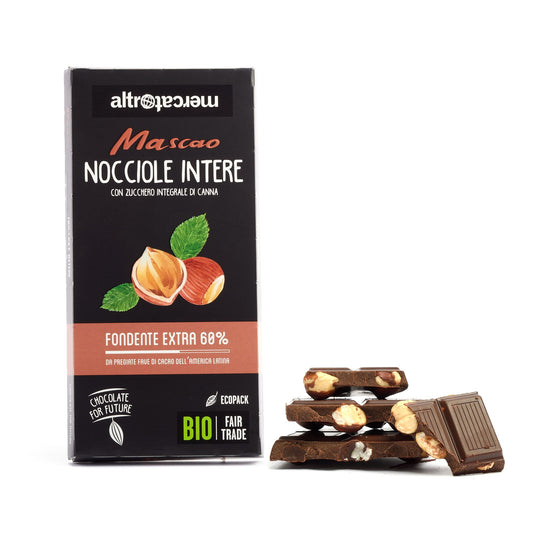 CIOCCOLATO MASCAO FONDENTE EXTRA CON NOCCIOLE INTERE - BIO| COD 1166 |100 g