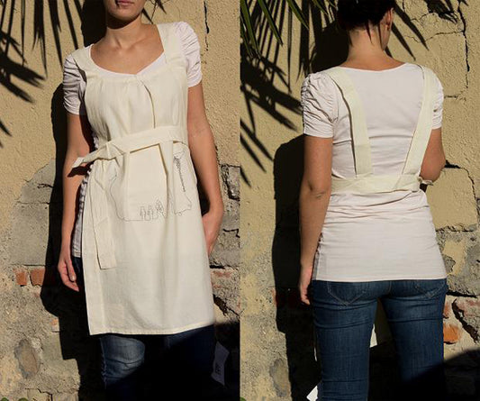GREMBIULE RICAMATO ECRU' | COD COOBAS55006
