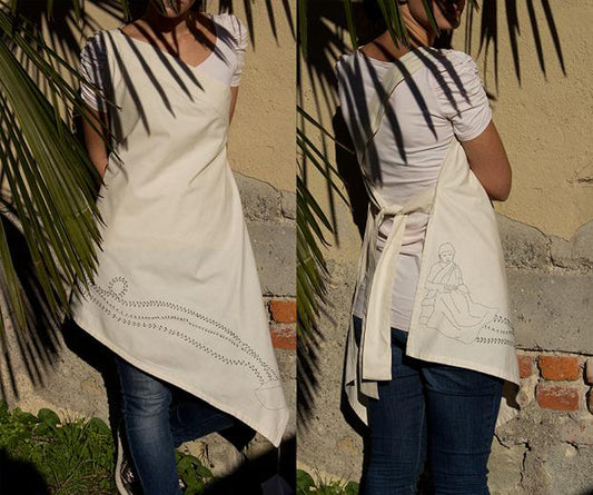 GREMBIULE RICAMATO ECRU' | COD COOBAS55005