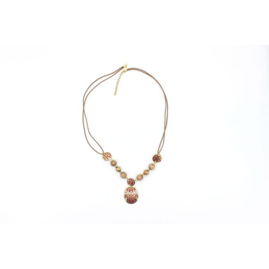 COLLANA BROCCATO OTTONE, COLOR ORO, SMALTO MARRONE | COD HUBM341126061600