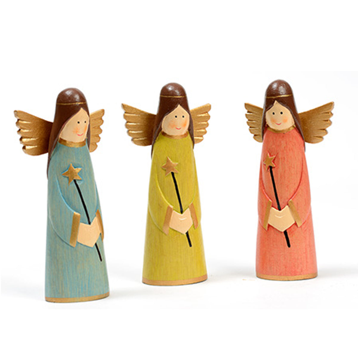 angeli ali d'oro colorati regalo di Natale e bomboniera solidale nascita battesimo e comunione