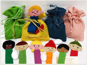 dettaglio bomboniera solidale Segnalibro Bimbi del Mondo per comnione, cresima, battesimo