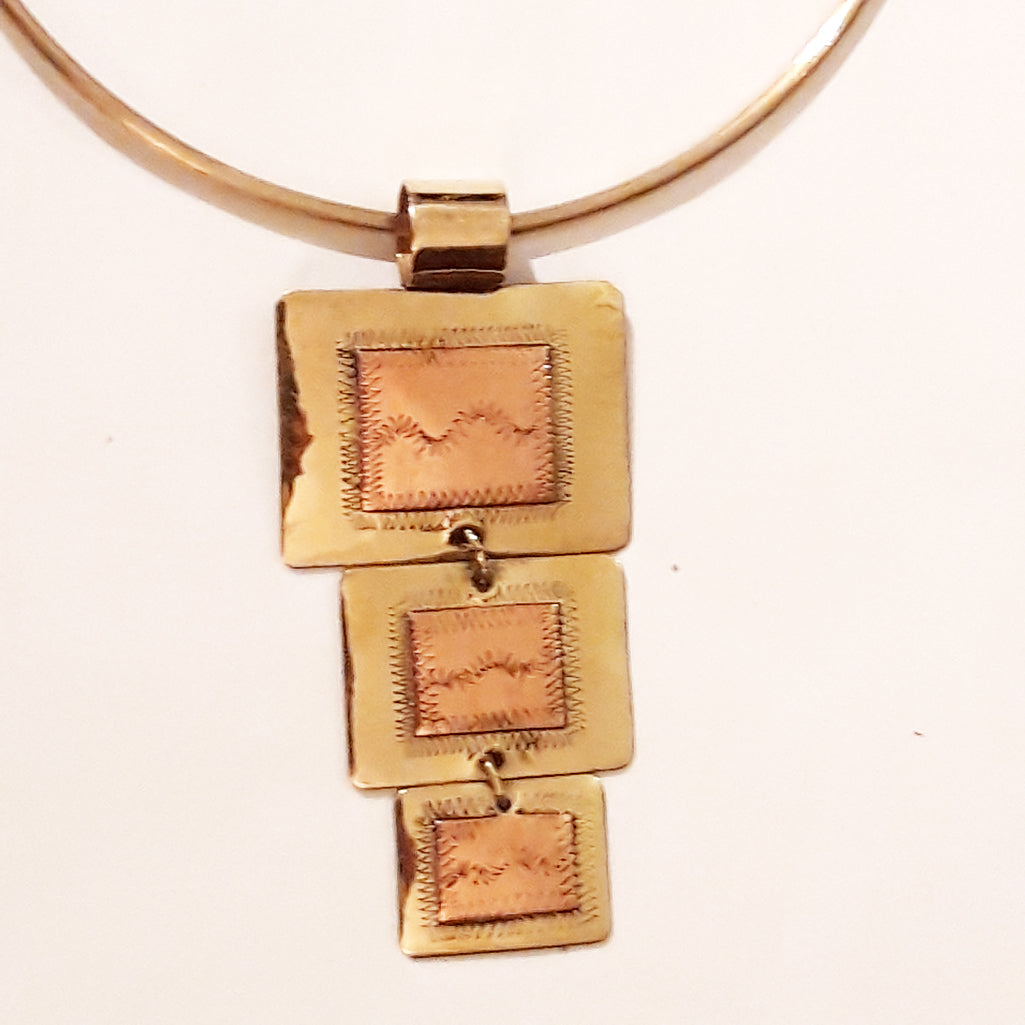 COLLANA BRONZO E RAME 3 CIONDOLI TUAREG| COD ASS895