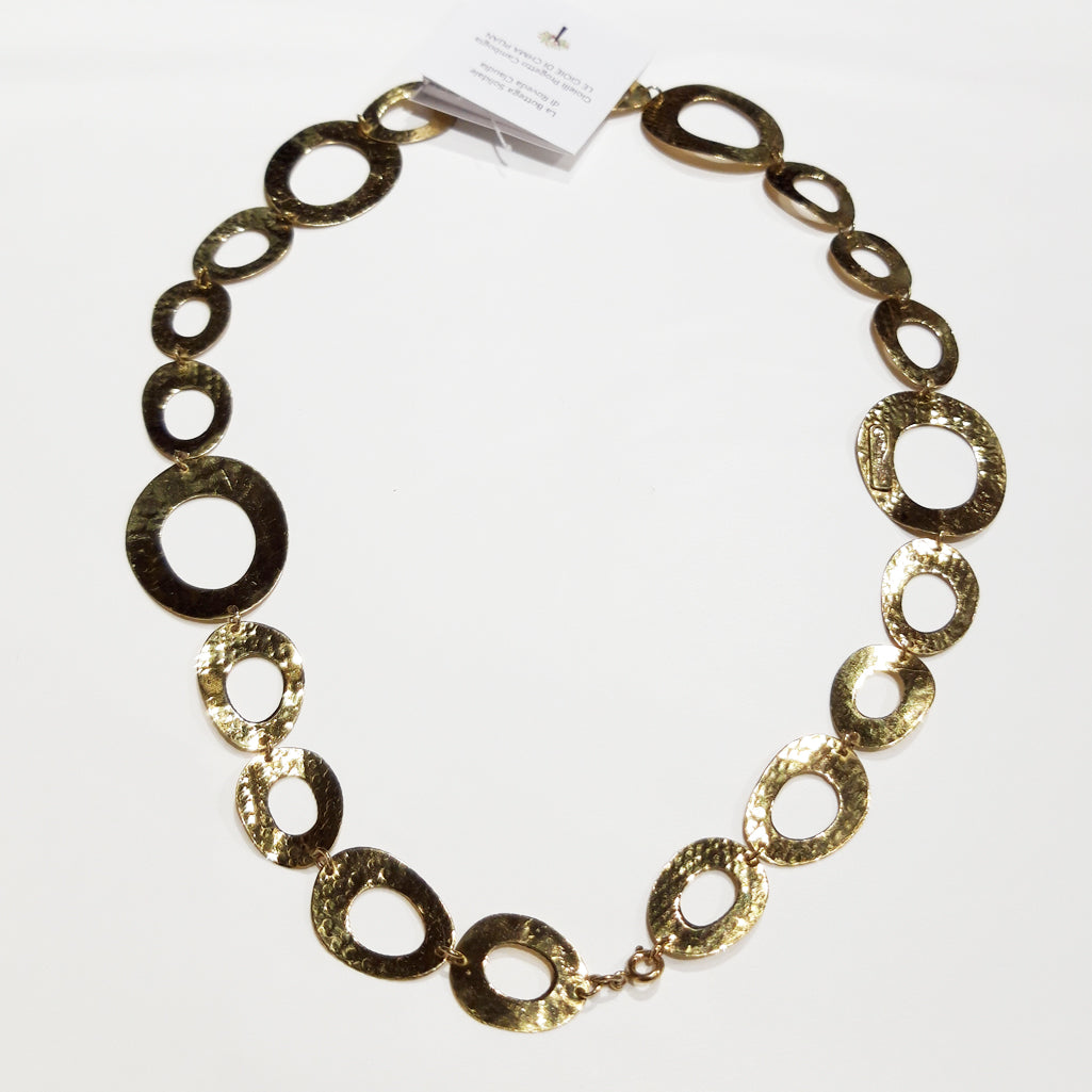 COLLANA CESELLATA ANELLI CORTA OTTONE  ORO CAMBOGIA| COD IDAOC103