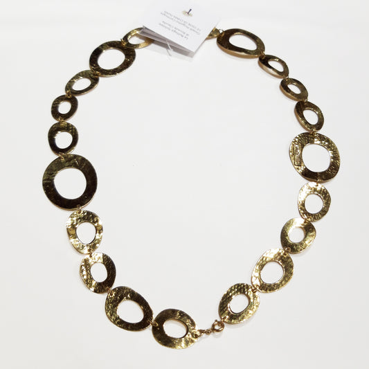 COLLANA CESELLATA ANELLI CORTA OTTONE  ORO CAMBOGIA| COD IDAOC103