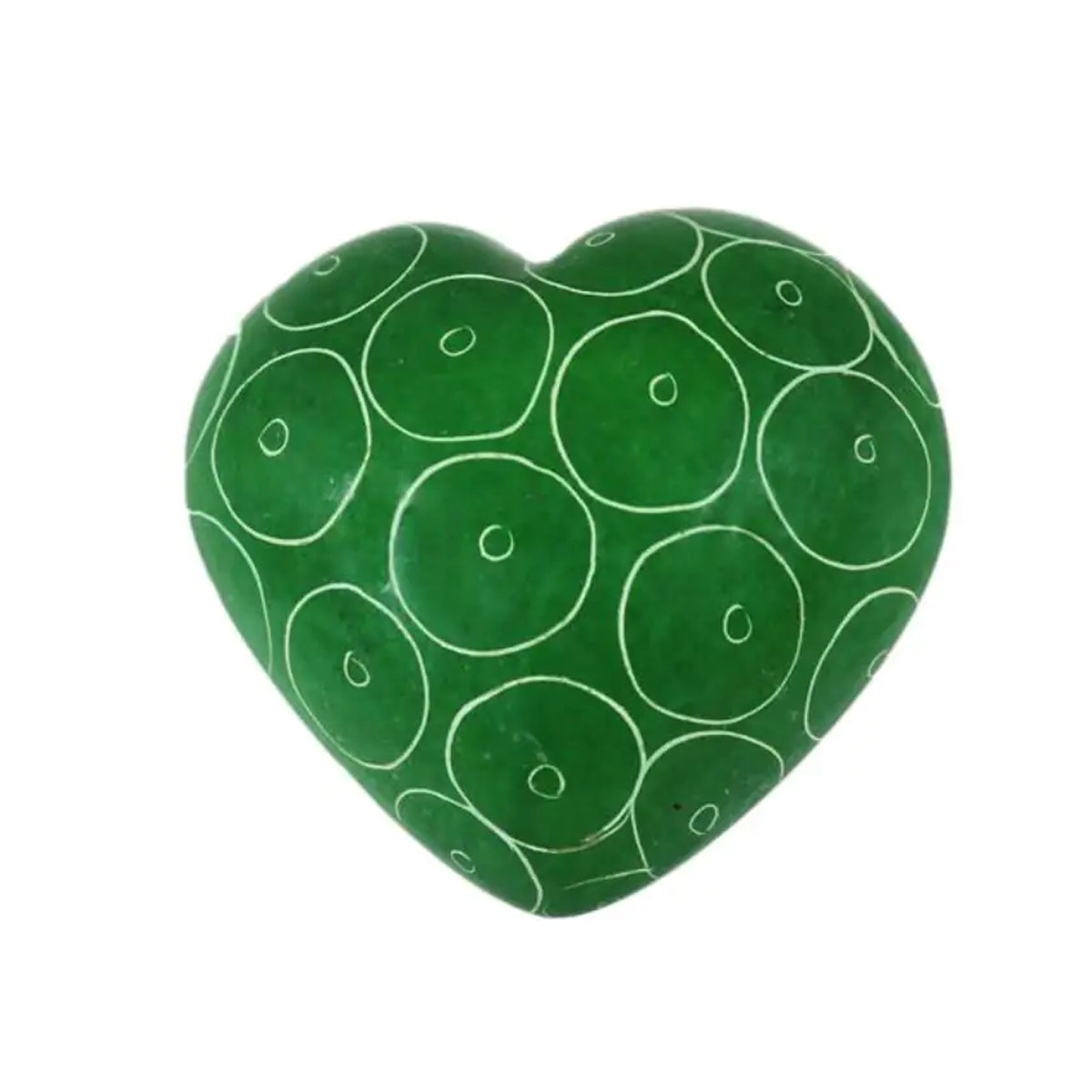 CUORE BOMBATO VERDE IN PIETRA SAPONARIA | COD HUBAQKE0020618