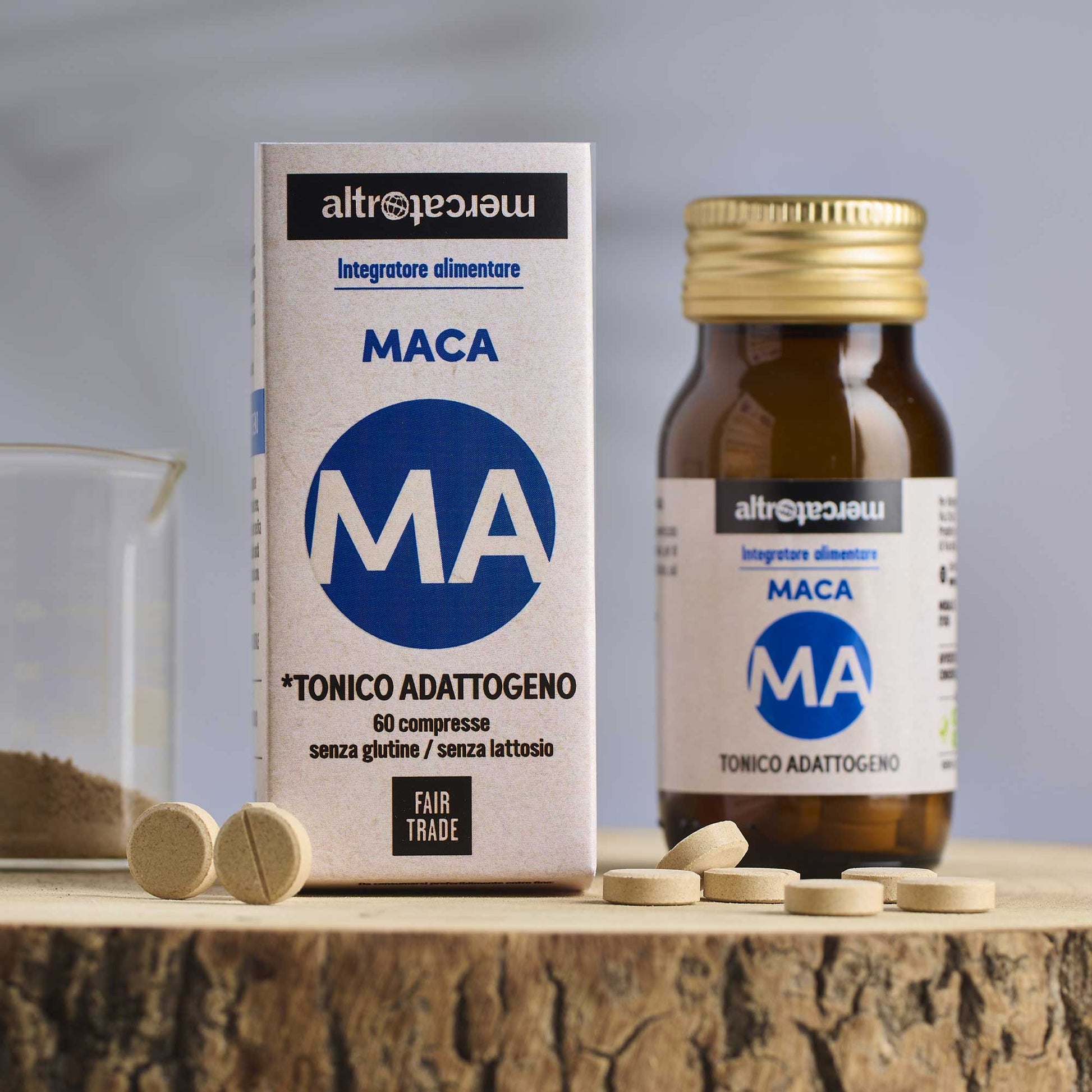 Maca integratore alimentare tonico adattogeno in compresse. Fair Trade Altromercato