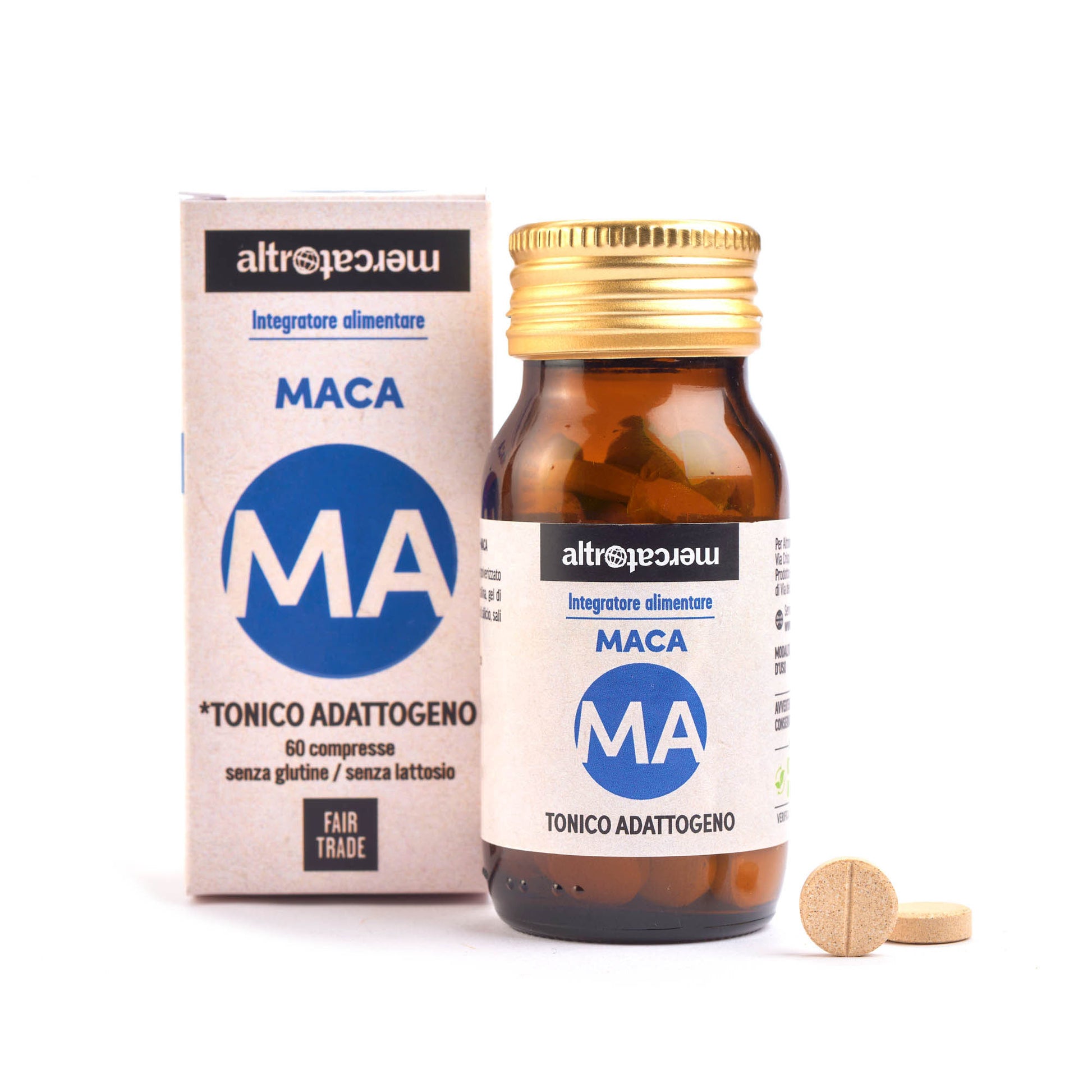 Maca integratore alimentare tonico adattogeno in compresse. Fair Trade Altromercato