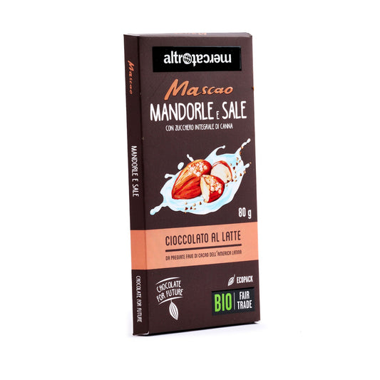 Cioccolato Mascao al latte con mandorle e sale - Bio 80g - Altromercato