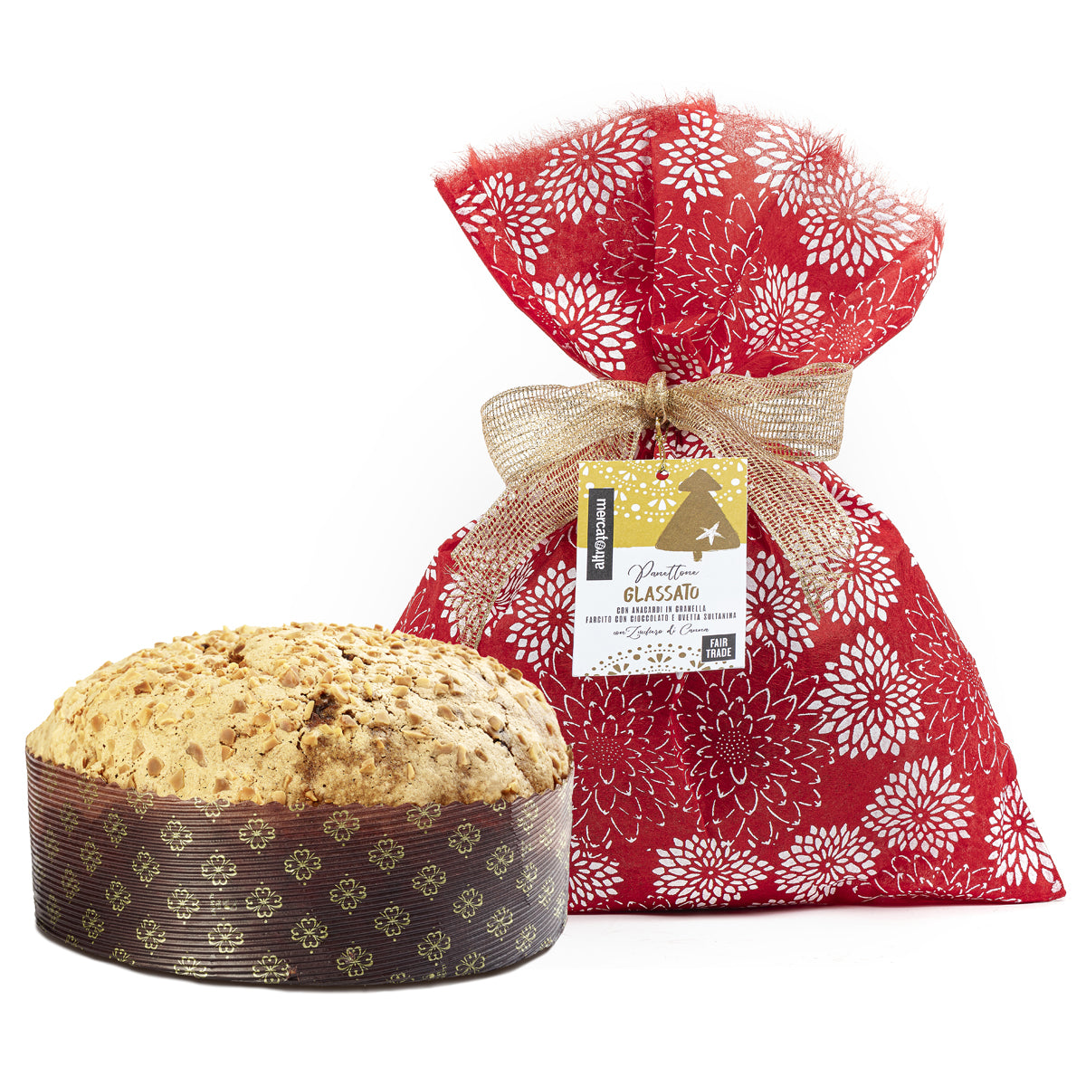 panettone glassato con gocce di cioccolato  del commercio equo solidale altromercato