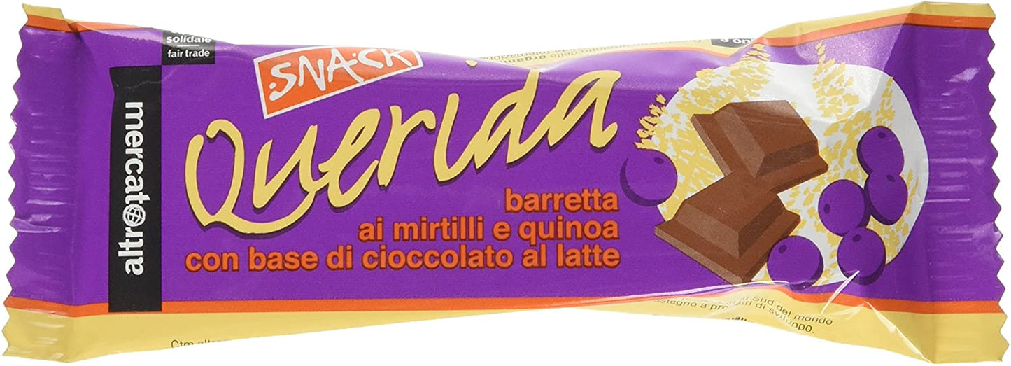 BARRETTA QUERIDA QUINOA, MIELE, MIRTILLI CON BASE DI CIOCCOLATO - BIO | COD. 00000578 | 25 g